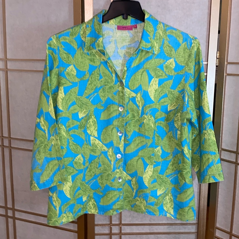 Vintage tropical linen top, women’s size XL